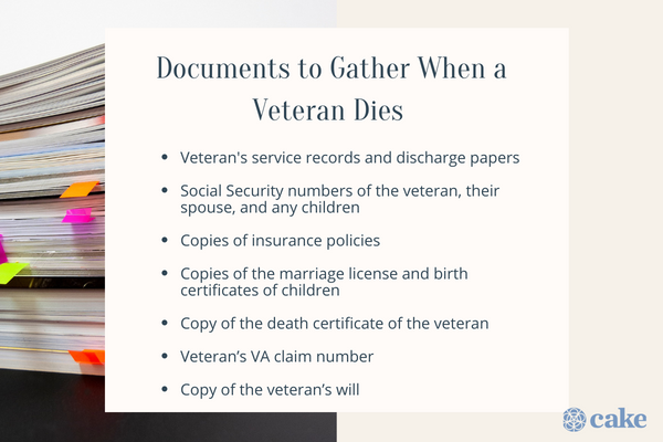 Documents needed when a veteran dies
